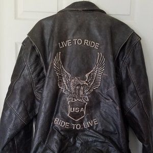 Leather motorcycle biker jacket
